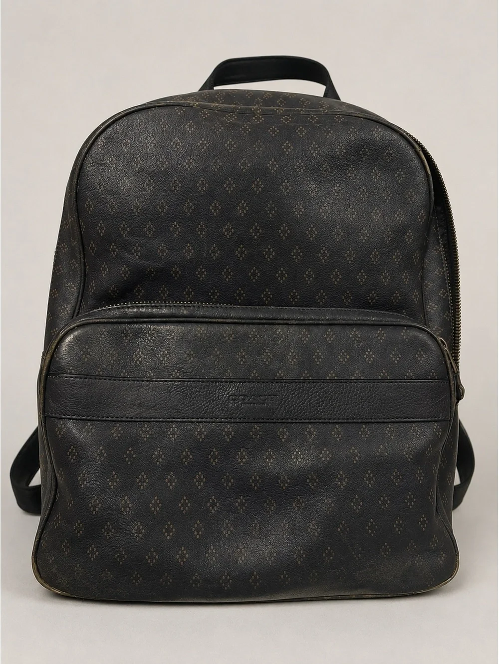 Coach Men’s Navy Signature Coated Canvas Leather Backpack